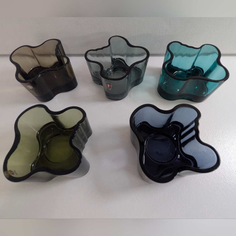 IITTALA Alvar Aalto Gray GLASS Votive TEALIGHT CANDLE HOLDER - Picture 2 of 3